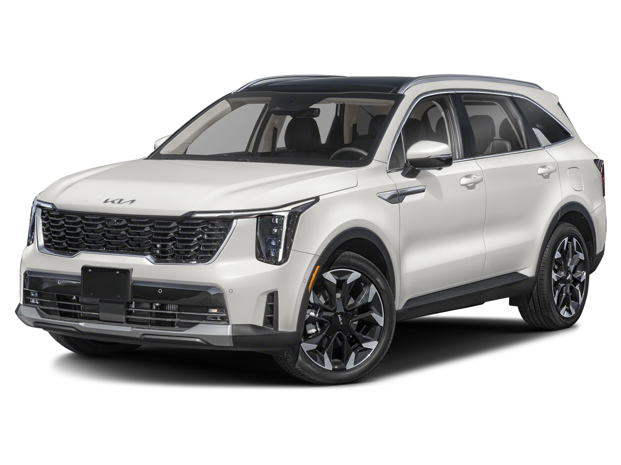 2026 Kia Sorento SX in Glacial White Pearl — front three-quarter view