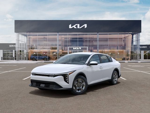 2026 Kia K4 LX in Snow White Pearl — front three-quarter view