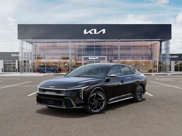 2026 Kia K4 GT-Line in Aurora Black Pearl — front three-quarter view