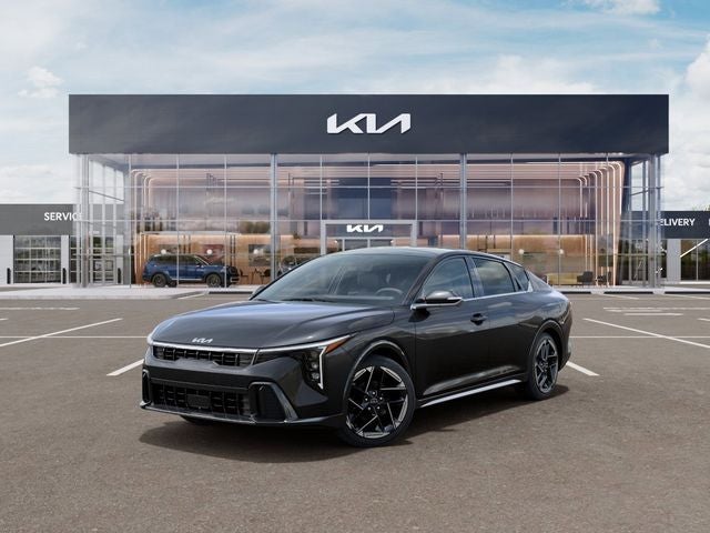 2026 Kia K4 GT-Line in Interstellar Gray — front three-quarter view