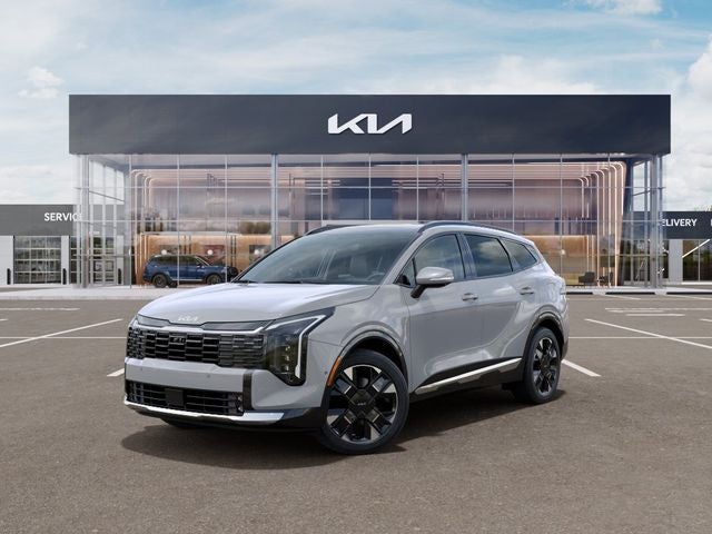 2026 Kia Sportage SX-Prestige in Wolf Gray — front three-quarter view