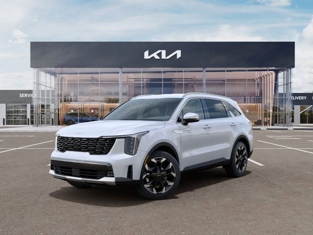2026 Kia Sorento EX in Glacial White Pearl — front three-quarter view