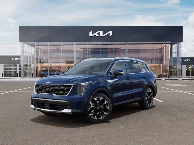 2026 Kia Sorento SX in Midnight Lake Blue — front three-quarter view