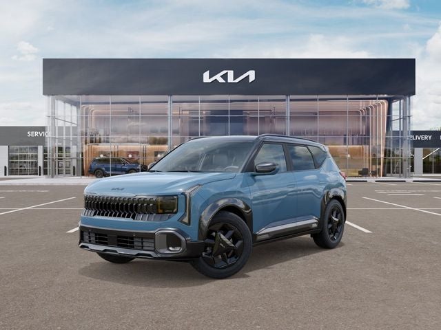 2027 Kia Seltos X-Line in Frost Blue — front three-quarter view